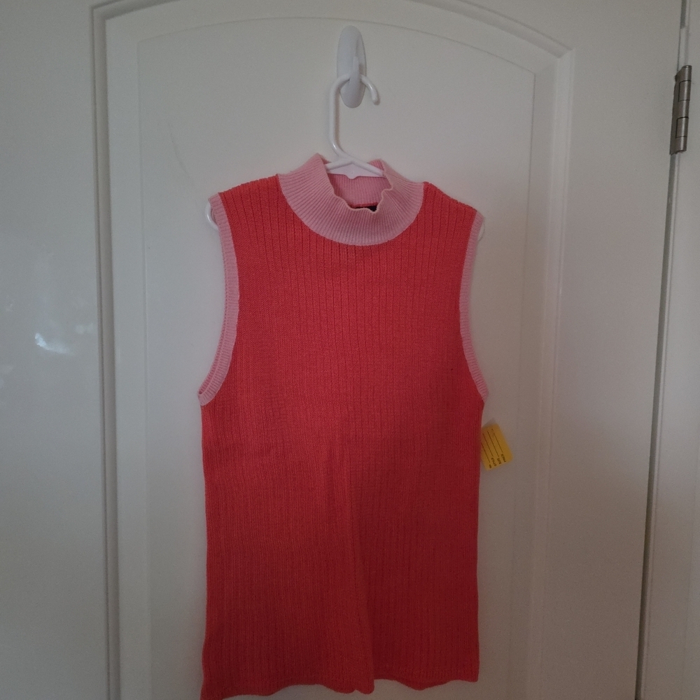 Ralph Lauren Pink and Orange Knit Top Sweater Vest Preppy